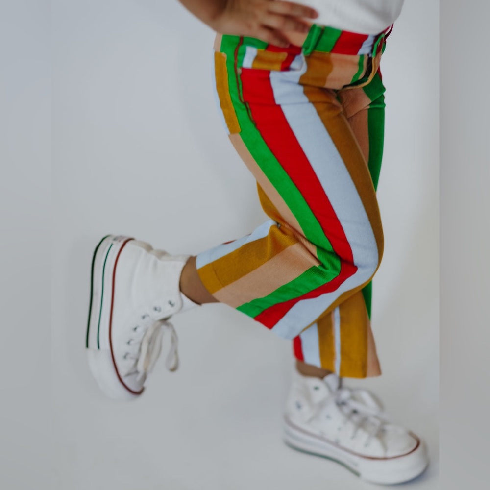 ❌ Sold out ❌ Striped Corduroy Crop Flare Pants - Picture 1 of 4